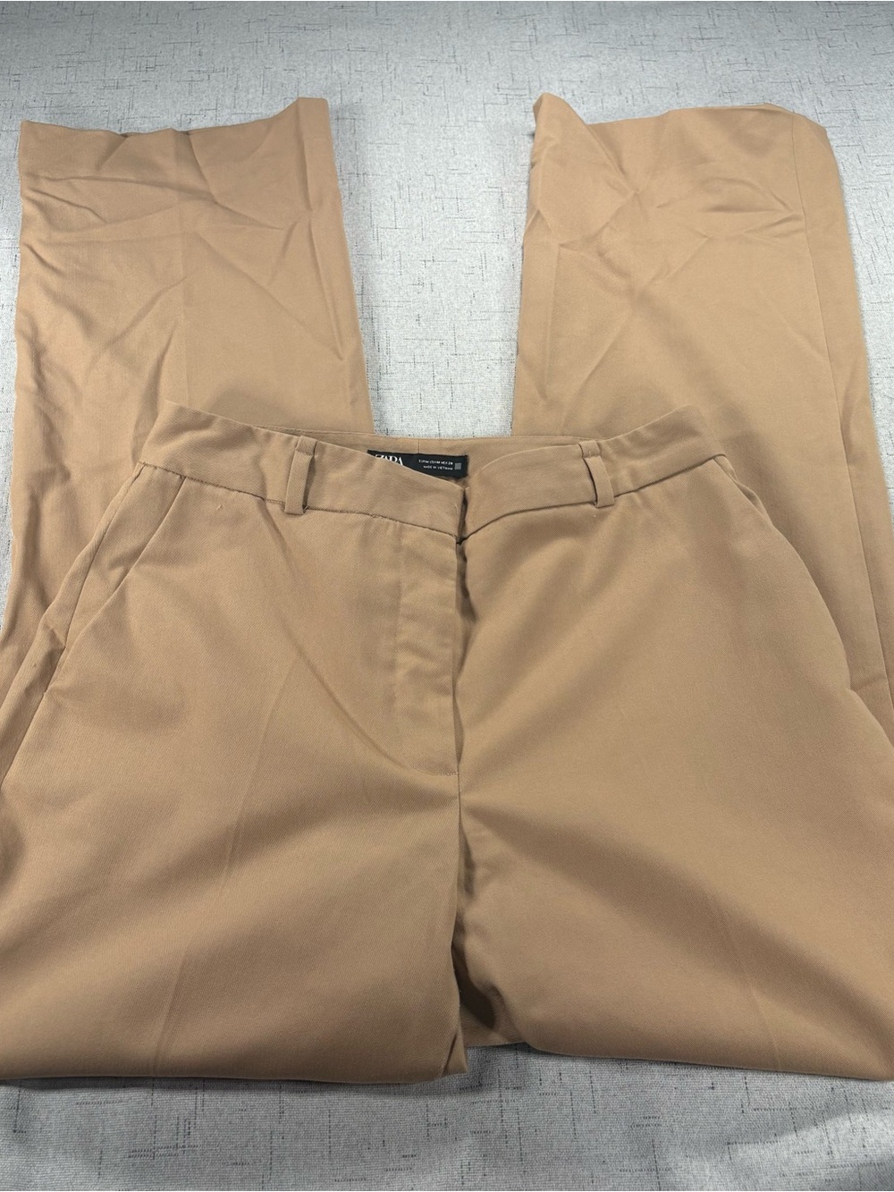 Zara Tan Wide-Leg Trousers with Belt Loops